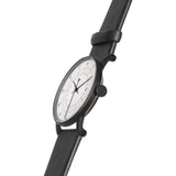 squarestreet SQ38 Plano Matte Black Stainless Steel Watch | Eggshell White/Black Leather SQ38 PS-16
