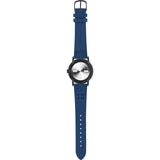 squarestreet SQ38 Plano Matte Black Stainless Steel Watch | Eggshell White/SWEDISH Blue Reindeer Leather SQ38 PS-29