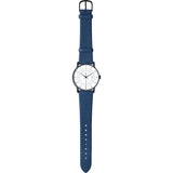 squarestreet SQ38 Plano Matte Black Stainless Steel Watch | Eggshell White/SWEDISH Blue Reindeer Leather SQ38 PS-29