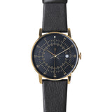 squarestreet SQ38 Plano Polished Gold Stainless Steel Watch | Black/SWEDISH Black Reindeer Leather SQ38 PS-36