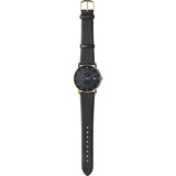 squarestreet SQ38 Plano Polished Gold Stainless Steel Watch | Black/SWEDISH Black Reindeer Leather SQ38 PS-36