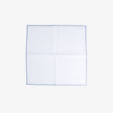 Hook & Albert Pocket Square | White Staple Light Blue Trim PSWCS-LBLU-OS