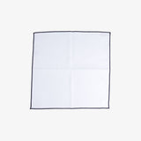 Hook & Albert Pocket Square | White Staple Navy Trim PSWCS-NVY-OS