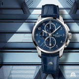 Maurice Lacroix Pontos Chronograph | Blue calf leather Strap
