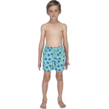 Tom & Teddy Boy's Palms Swim Trunk | Emerald & Blue