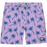 Tom & Teddy Boy's Palms Swim Trunk | Lavender & Blue