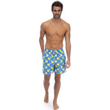 Tom & Teddy Men's Parrots Swim Trunk | Mid Blue & Yellow / XL