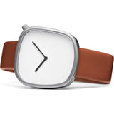 bulbul Pebble 03 Men's Watch | Matte Steel on Brown Italian Leather
