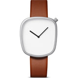 bulbul Pebble 03 Men's Watch | Matte Steel on Brown Italian Leather