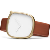 bulbul Pebble 05 Men's Watch | Matte Golden Steel on Brown Italian Leather