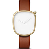 bulbul Pebble 05 Men's Watch | Matte Golden Steel on Brown Italian Leather