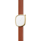 bulbul Pebble 05 Men's Watch | Matte Golden Steel on Brown Italian Leather