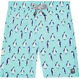 Tom & Teddy Men's Penguin Swim Trunk | Soft Blue