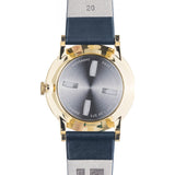 squarestreet SQ38 Plano Polished Gold Stainless Steel Watch | Eggshell White/Navy Leather SQ38 PS-08