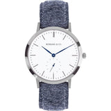 Rossling & Co. Modern 36mm Glencoe Watch | Silver/White/Blue RO-003-017