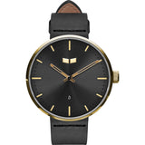 Vestal Roosevelt Italian Leather Watch | Black/Gold/Black