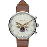 Vestal Roosevelt Chrono Italian Leather Watch | Brown/Silver/Marine-Gold