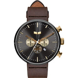 Vestal Roosevelt Chrono Italian Leather Watch | Dark Brown/Gun-Gold