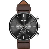 Vestal Roosevelt Chrono Italian Leather Watch | Dark Brown/Gun-Silver