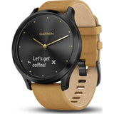 Garmin Vivomove HR Premium Watch | Onyx Black/Stainless Steel/Tan Suede