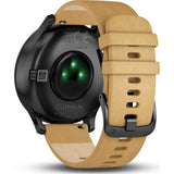 Garmin vivomove HR Premium Watch | Onyx Black/Stainless Steel/Tan Suede- 010-01850-10