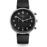 Sternglas Chrono Quartz Watch Black Leather Band | Black/Silver