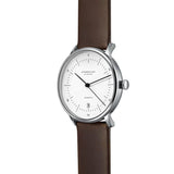 Sternglas Naos Automatic Watch | White/Premium Dark Brown