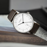 Sternglas Naos Automatic Watch | White/Premium Dark Brown