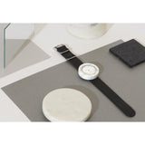 Analog Mason Genuine White Marble Circular Watch | Black Strap sb-wo