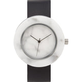 Analog Mason Genuine White Marble Circular Watch | Black Strap sb-wo
