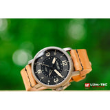 Lum-Tec Super Combat B4 GMT Watch | Brown Leather w/ Black Nylon Strap