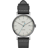 Vestal The Sophisticate 36 Italian Leather Watch | Black/Silver/White-Blue