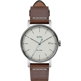 Vestal The Sophisticate 36 Italian Leather Watch | Light Brown/Silver/White-Blue