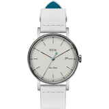 Vestal The Sophisticate 36 Italian Leather Watch | White/Silver/White-Blue