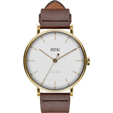 Vestal The Sophisticate Italian Leather Watch | Brown/Gold/White