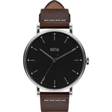 Vestal The Sophisticate Italian Leather Watch | Dark Brown/Silver/Black