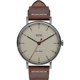 Vestal The Sophisticate Italian Leather Watch | Light Brown/Silver/Metallic White