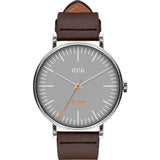 Vestal The Sophisticate Italian Leather Watch | Dark Brown/Silver/Grey