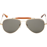 Randolph Engineering Sportsman 23K Gold Plated Sunglasses | Gray Polarized Glass Skull 57MM SP71434