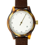 squarestreet SQ03 Minuteman One Hand Off-White Watch | Tortoise/Brown Lizard Print SQ03 A-01