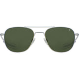 American Optical Big Original Pilot Sunglasses Bayonet | Matte Silver/Polarized Glass Green