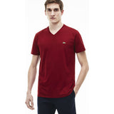 Lacoste V Neck Pima Men's T-Shirt | Bordeaux