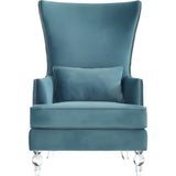TOV Furniture Bristol Velvet Chair with Lucite Legs | Sea Blue- TOV-A139