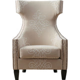 TOV Furniture Gramercy Embroidered Linen Wing Chair | Beige- TOV-A36