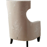TOV Furniture Gramercy Embroidered Linen Wing Chair | Beige- TOV-A36