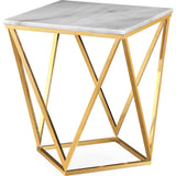 TOV Furniture Leopold Marble Side Table | White, Gold- TOV-G5478