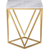TOV Furniture Leopold Marble Side Table | White, Gold- TOV-G5478