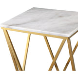 TOV Furniture Leopold Marble Side Table | White, Gold- TOV-G5478