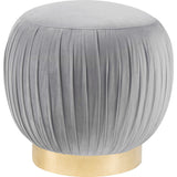 TOV Furniture Tulip Velvet Ottoman | Grey, Gold- TOV-O109