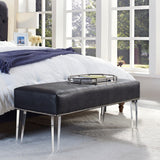 TOV Furniture Stella Croc Acrylic Bench | Grey TOV-O31